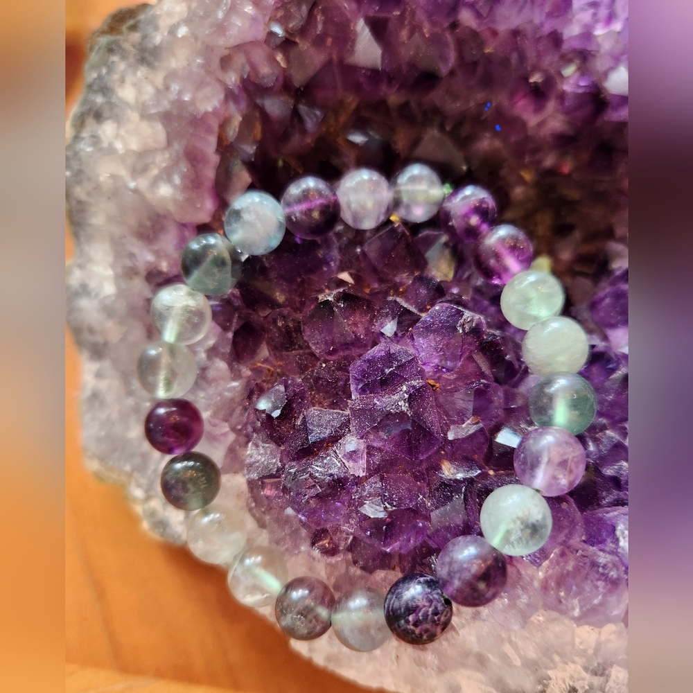 Natural Gemstone Multi Fluorite Bracelet. (* Not Synthetic)